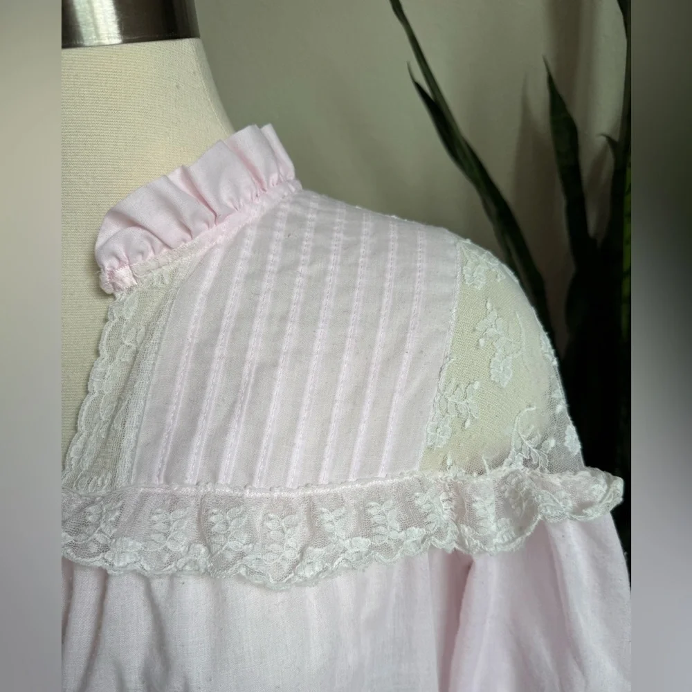 Vintage Floral Ruffle Blouse Romantic‎ Cottagecore Statement Top Praire Medium - Picture 9 of 11